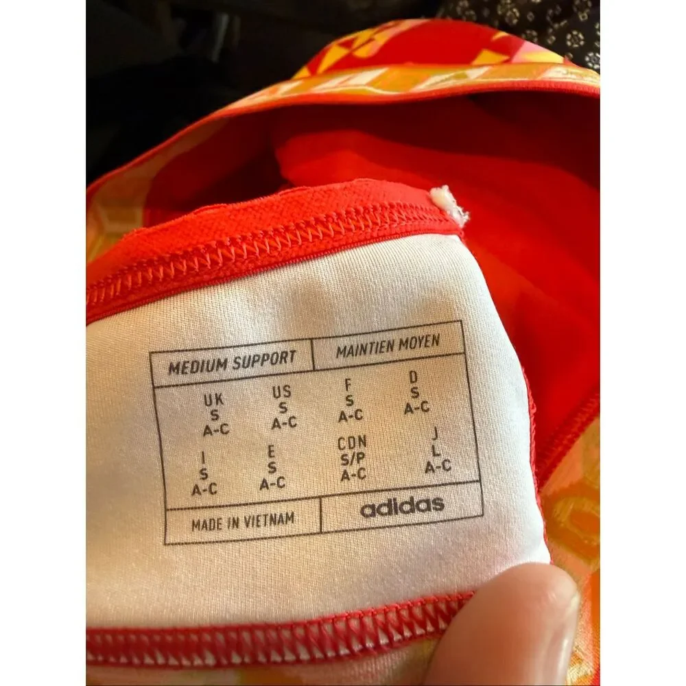 Adidas x Farm Rio Red Adjustable Sports Bra Small A/C Cup